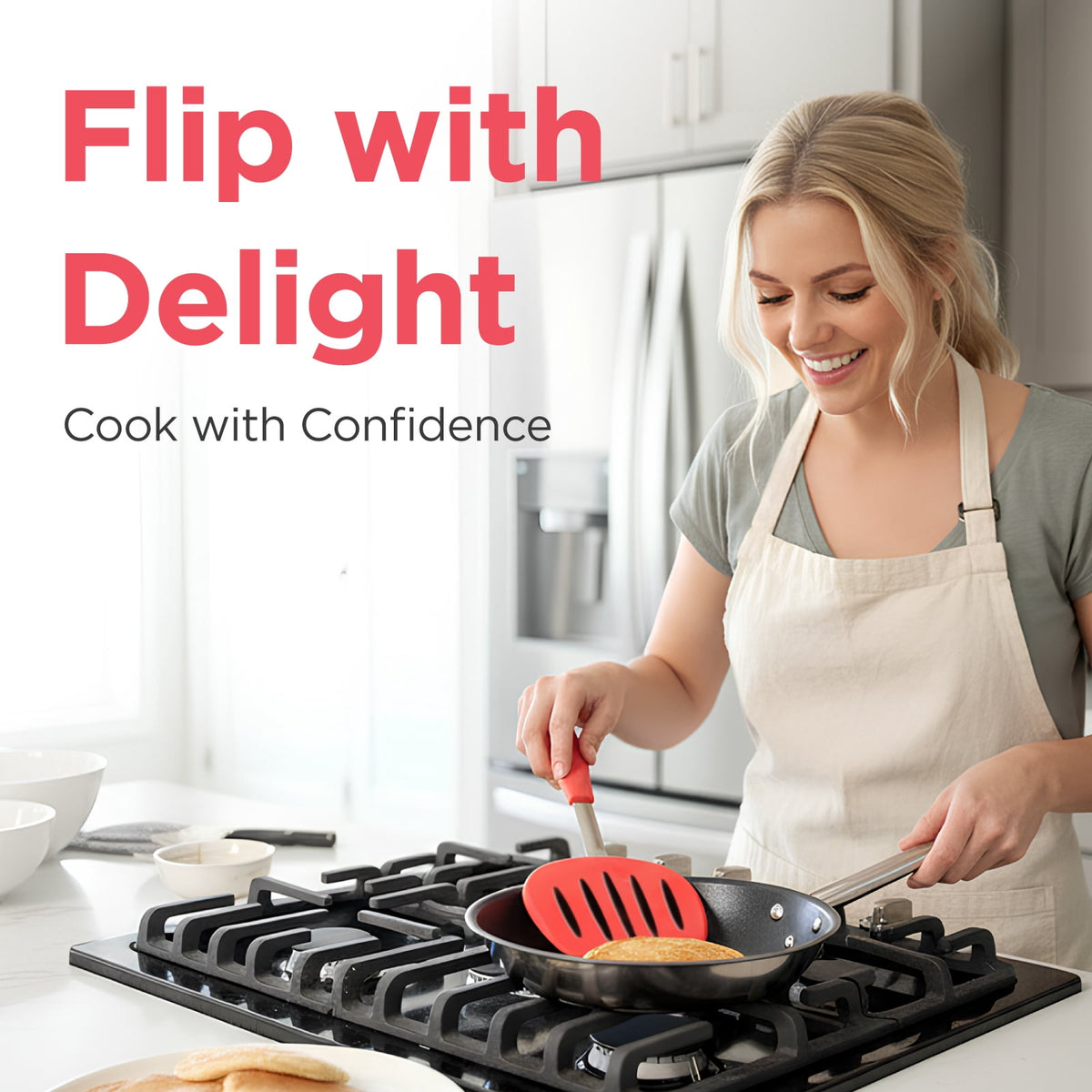 Kitchen Mama WaltzGrip Platinum Silicone Pancake Spatula Turner (Gray)