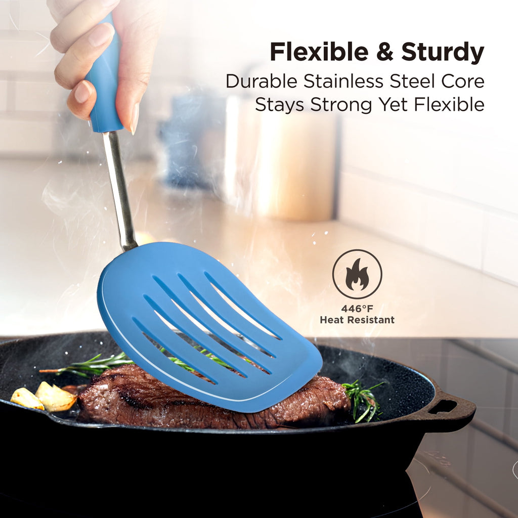 Kitchen Mama WaltzGrip Platinum Silicone Pancake Spatula Turner (Gray)