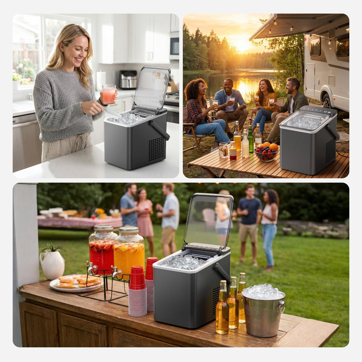 SIMZLIFE Portable Countertop Ice Maker, 26 Lbs/Day, 9 Bullet Ice Cubes in 6 Minutes, 2 Ice Sizes, Self-Cleaning Ice Machine, Black