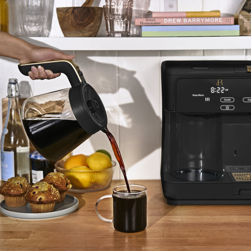 Beautiful by Drew Barrymore Multi-Brew 12-Cup Programmable Drip & Single-Serve Coffee Maker, White Icing