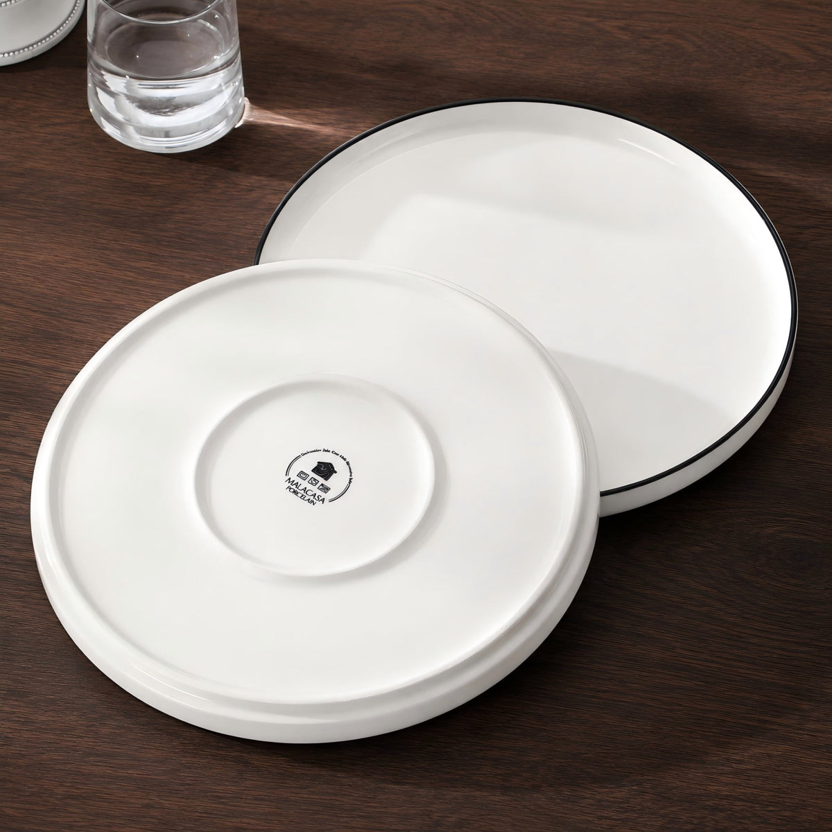 Vancasso 12 Pcs Dinnerware Sets, Plates and Bowls Set for 4, Ceramic Dinner Set, Scratch Resistant, White