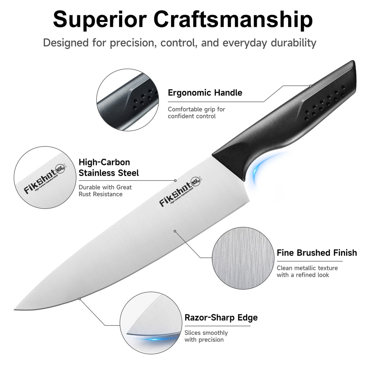 Knife Set with Block and Sharpener, High Carbon Stainless Steel Chef Knife block Set for Kitchen（15 PCS Pro Black）