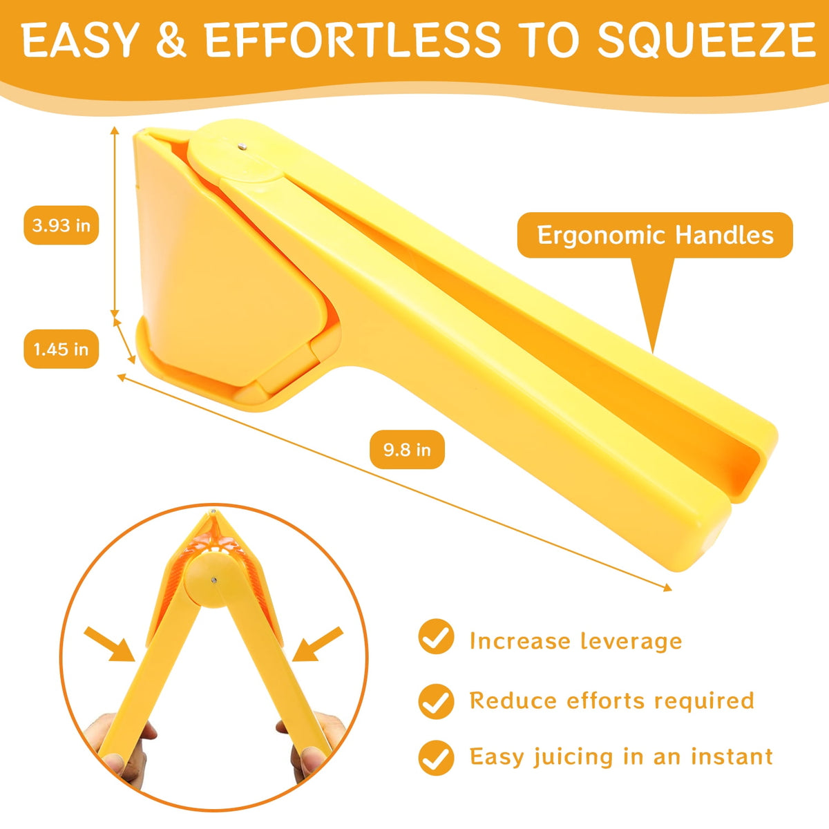 BUSATIA Lemon Squeezer, Lemon Juicer, Easy Squeeze Lime Press Squeezer, Citrus Juicer with Sideways Pivot to Increase Leverage, Lime Squeezer Hand That Folds Flat For Space-Saving Storage