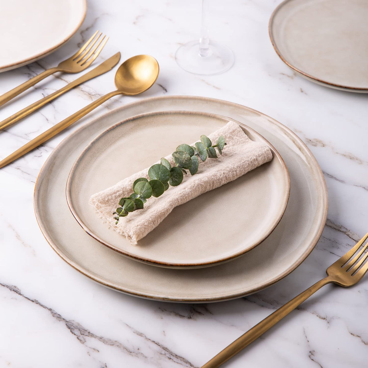 AmorArc Ceramic Plates Set of 6, 8.5 Inch Handmade Reactive Glaze Stoneware Plates set for Dessert, Salad, Appetizer, Dinner, Microwave & Dishwasher Safe, Scratch Resistant-Gade Green