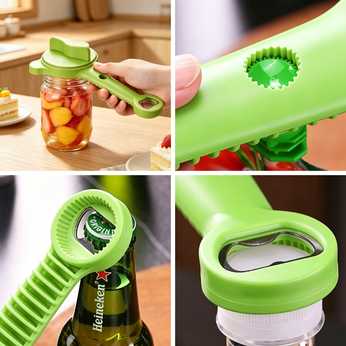 MOJINO Adjustable Jar Opener for Seniors, 4-in-1 Jar and Bottle Opener for Weak Hands, Arthritis, Fits 1-3.5 Inch Lids, Easy Grip Kitchen Gadget