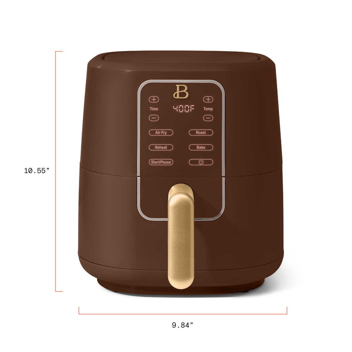 Beautiful 3 Qt Air Fryer with TurboCrisp Technology, EverGood Non-Toxic Ceramic Nonstick Coating, Chocolate by Drew Barrymore