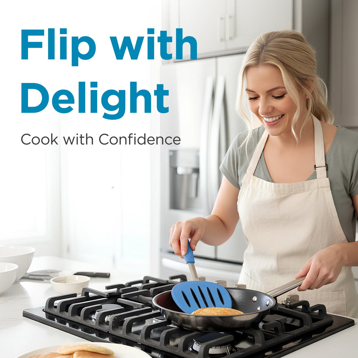 Kitchen Mama WaltzGrip Platinum Silicone Pancake Spatula Turner (Gray)