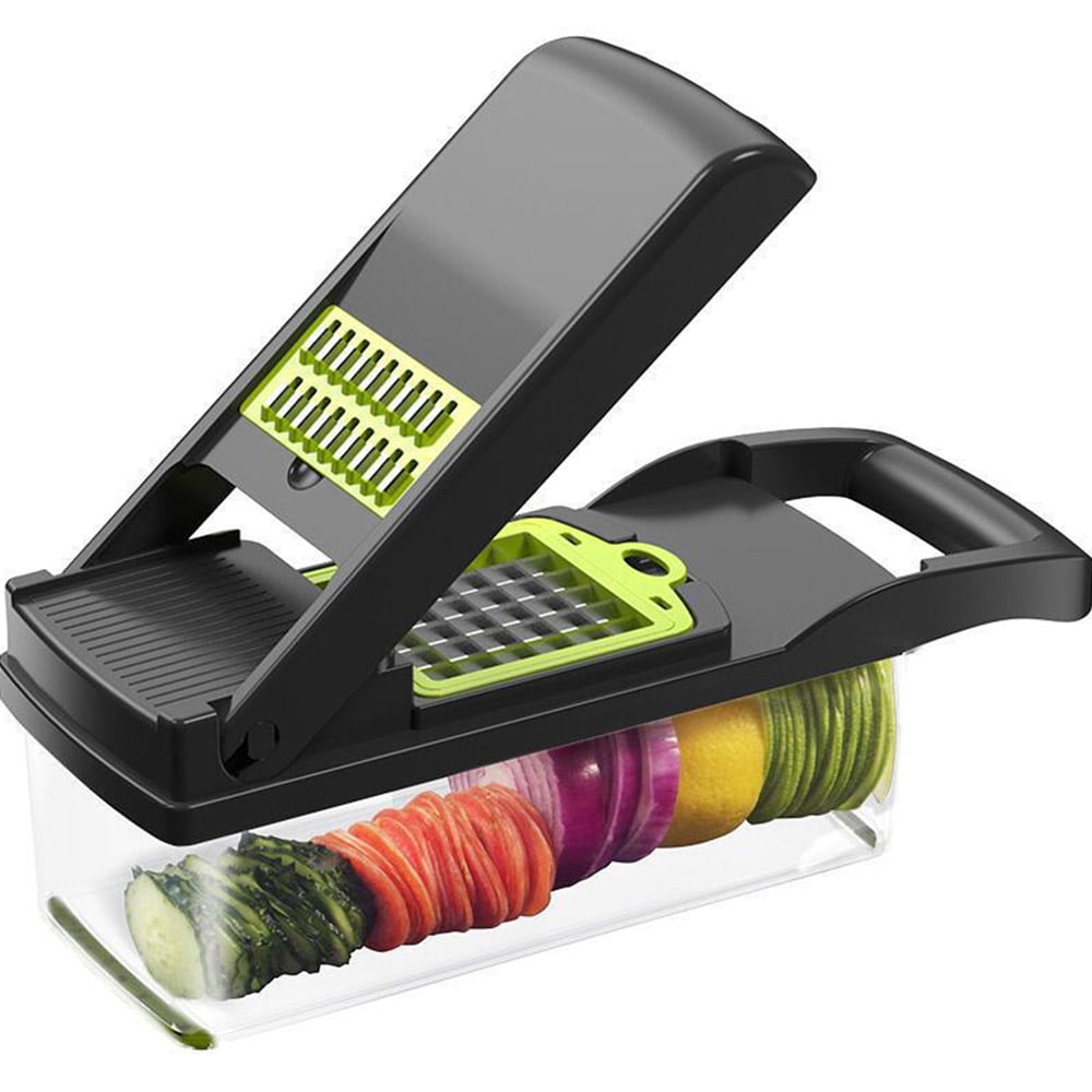 Cowin Vegetable Chopper, 14 in 1 Veggie Chopper, Multifunctional Food Cutter with Container 8 Blades