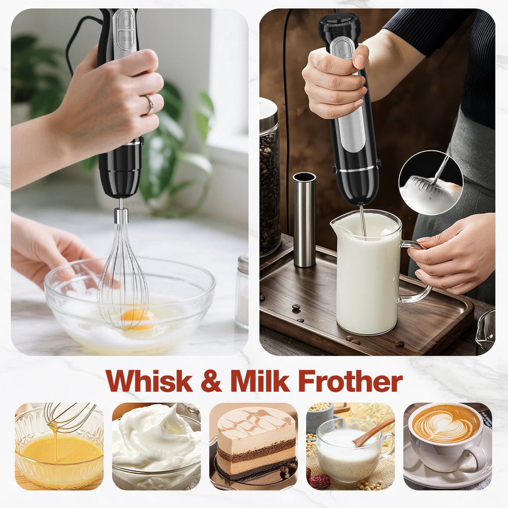 1100W Immersion Blender, 21-Speed Hand Blender with Turbo Mode, 5-in-1 Stick Blender for Smoothies, Baby Food, Soups, Purees, Black