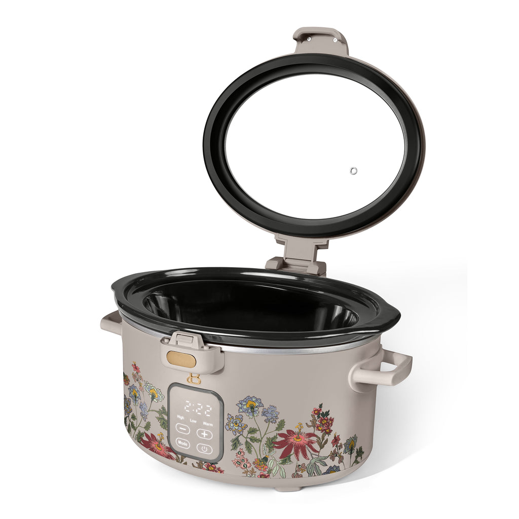 Beautiful 4 Qt Digital Slow Cooker with Hinged Locking Lid, Thyme Green by Drew Barrymore