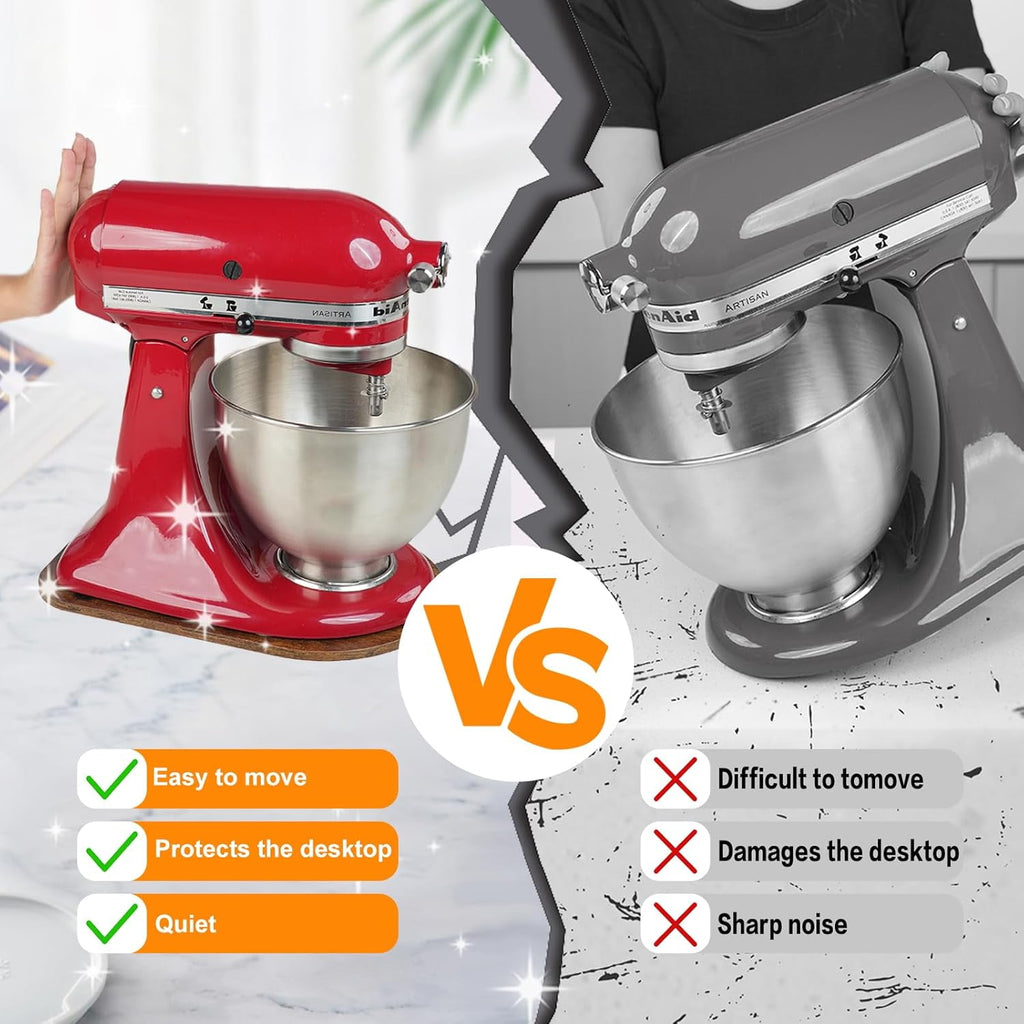 PQPO Wooden Sliding Mat for Kitchen Attachments, Tabletop Sliders, and Blender