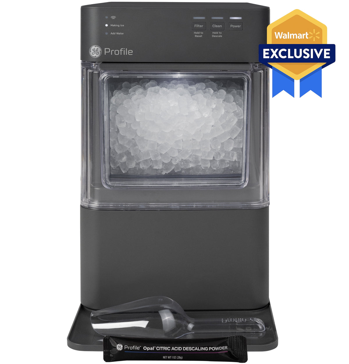GE Profile Opal Mini Nugget Countertop Ice Maker with Descaler, 36lb Daily Capacity, with WIFI - Charcoal Gray
