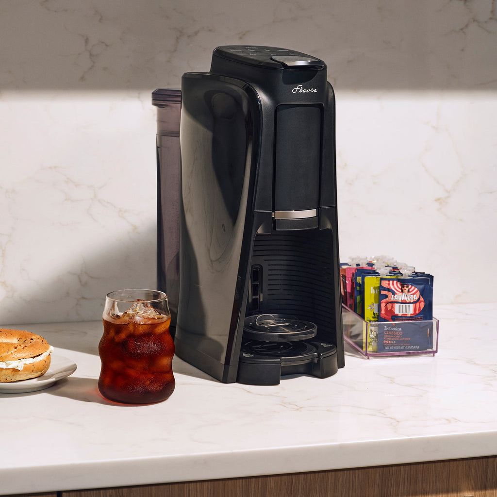Flavia Aroma Brewer - Coffee Machine, Makes Coffee, Lattes, Tea, and other Hot or Iced Beverages with Single-Serve Freshpacks, Multiple Brew Sizes, Grey