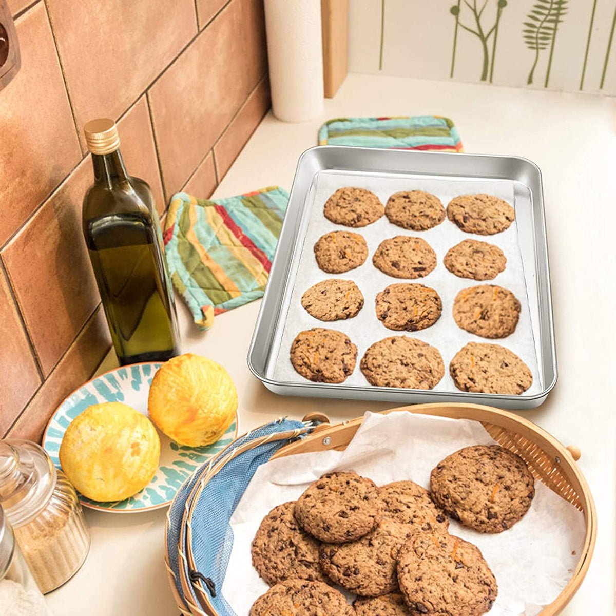 Vesteel 20" x 14" x 1" Extra Large Baking Sheet Set of 2, Heavy Duty Stainless Steel Cookie Sheet Baking Pan for Oven, Non-Stick & Dishwasher Safe
