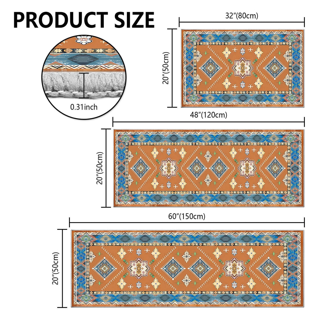 TECHVIDA Kitchen Rug Set 3 Piece,Non Slip Machine Washable Kitchen Mats, Farmhouse Hallway Doormat for Home Floor and Living Room,Gray
