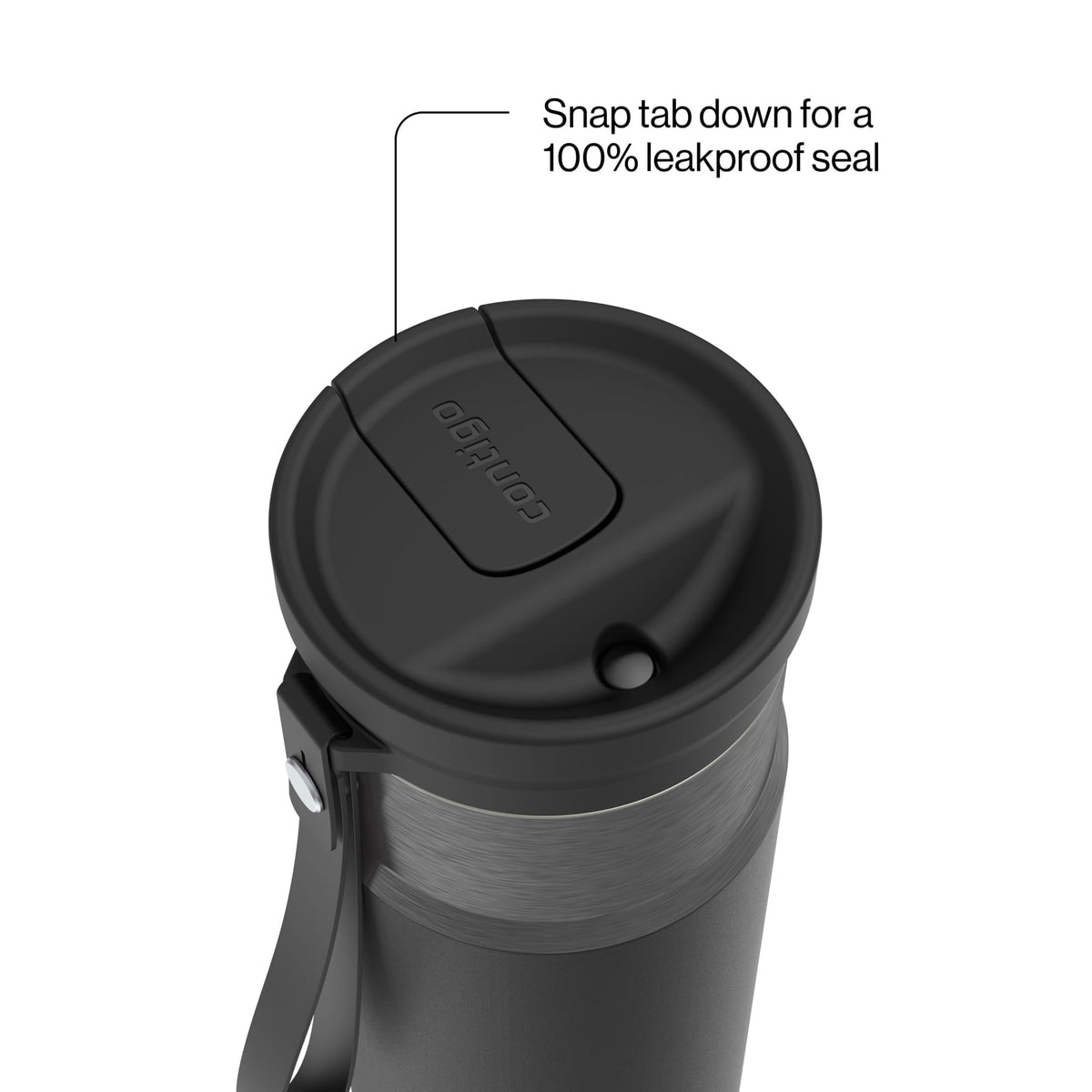 Contigo 24oz SnapSeal Insulated Stainless Steel Water Bottle with Straw, Licorice Black/Bronze