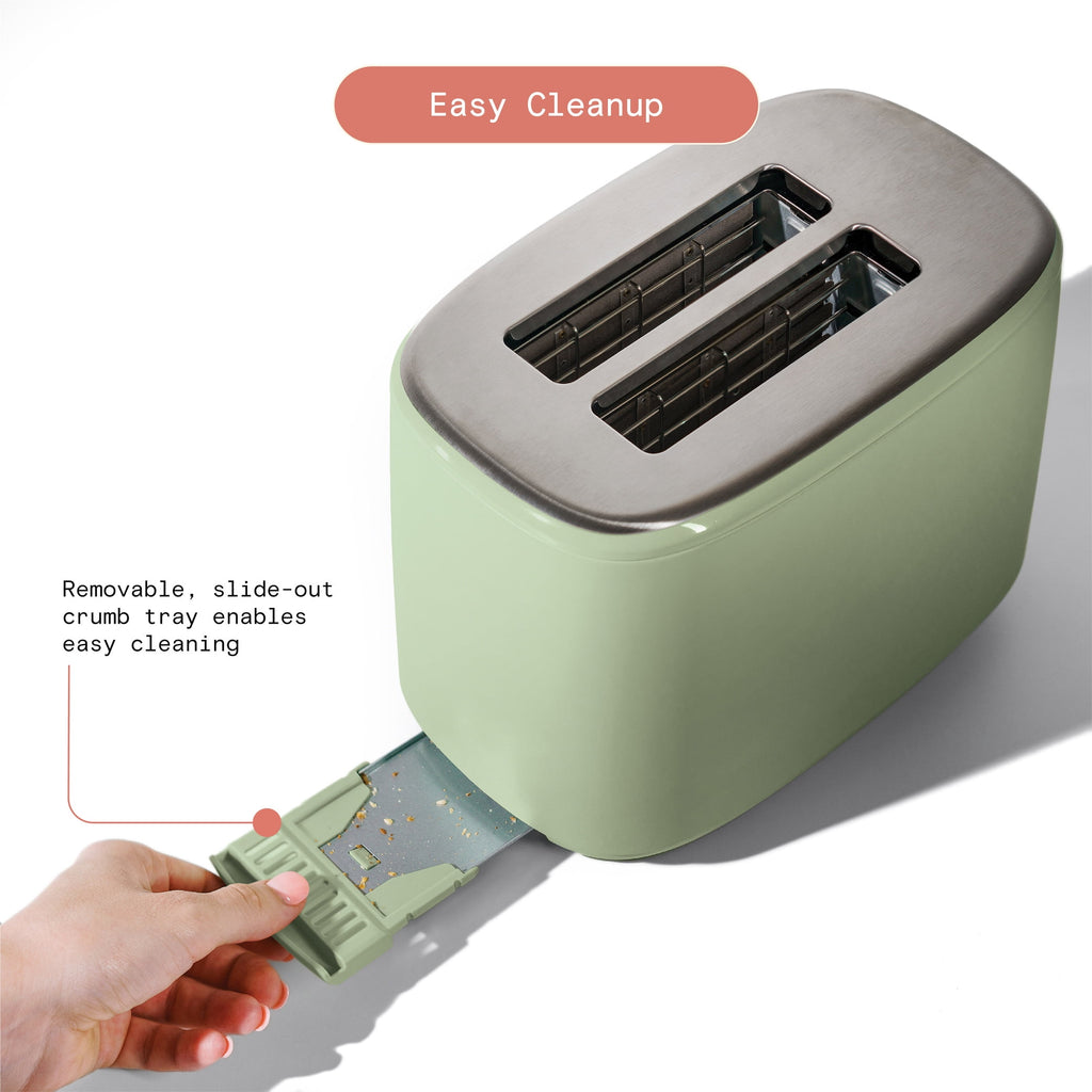 Beautiful 2 Slice Toaster with Touch-Activated Display, Thyme Green by Drew Barrymore