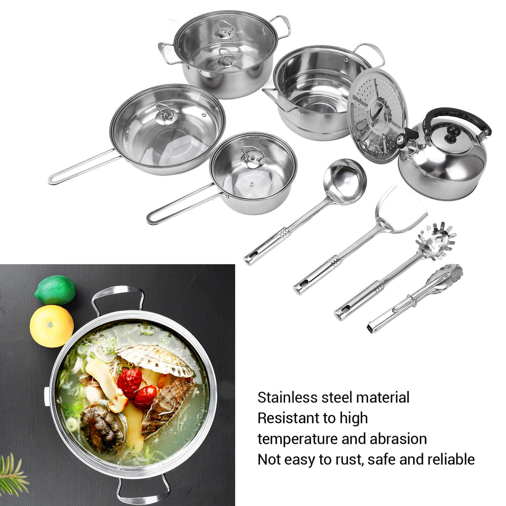15 Piece Stainless Steel Cookware Set, Pots and Pans Set with Lids Non Toxic, Kitchen Induction Cookware with Utensil Sets For Oven & Dishwasher ,Heavy Premium Kitchen Cooking