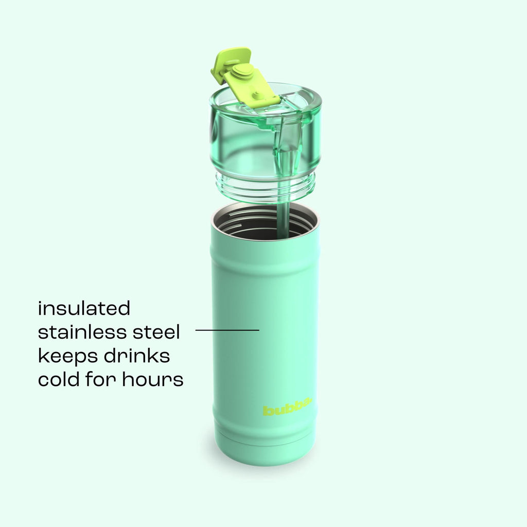 Bubba 18oz DualSip Insulated Stainless Steel Water Bottle with Straw & Sip Lid, Tropical Eclipse Mint/Green