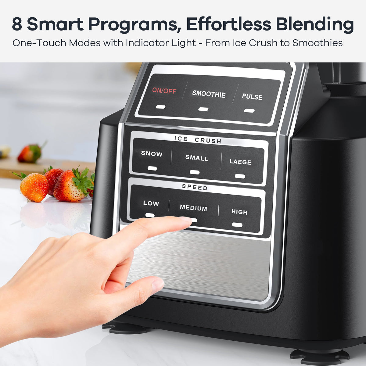 Smoothie Blender for Shakes and Smoothies, 1500W Peak Power Countertop Blender, 64OZ BPA-Free Jar, Crush Ice & Frozen Fruit Without Water, 8 Smart Programs, Includes Recipe Book, Black