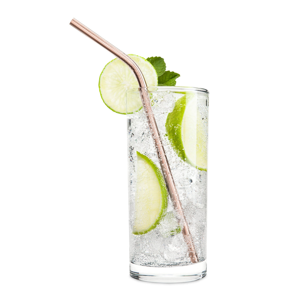 Viski Belmont Stainless Steel Cocktail Straws, Reusable Straws 5" Set of 6