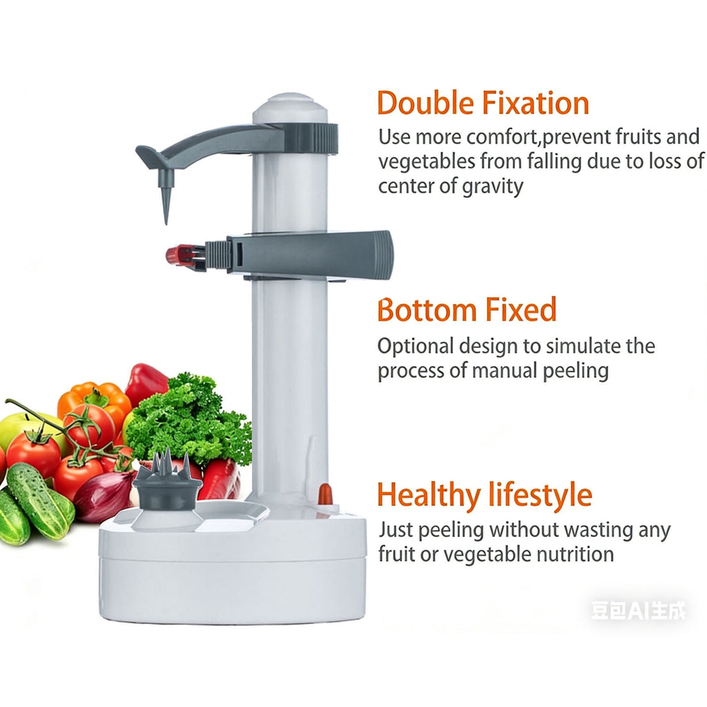 Electric Potato Peeler, Automatic Rotating Apple Peeler Potato Peeling Machine with 10 Replacement Blades, Multifunction Fruit & Vegetable Cutter, Electric Apple Pear Skin Peeling Machine, White