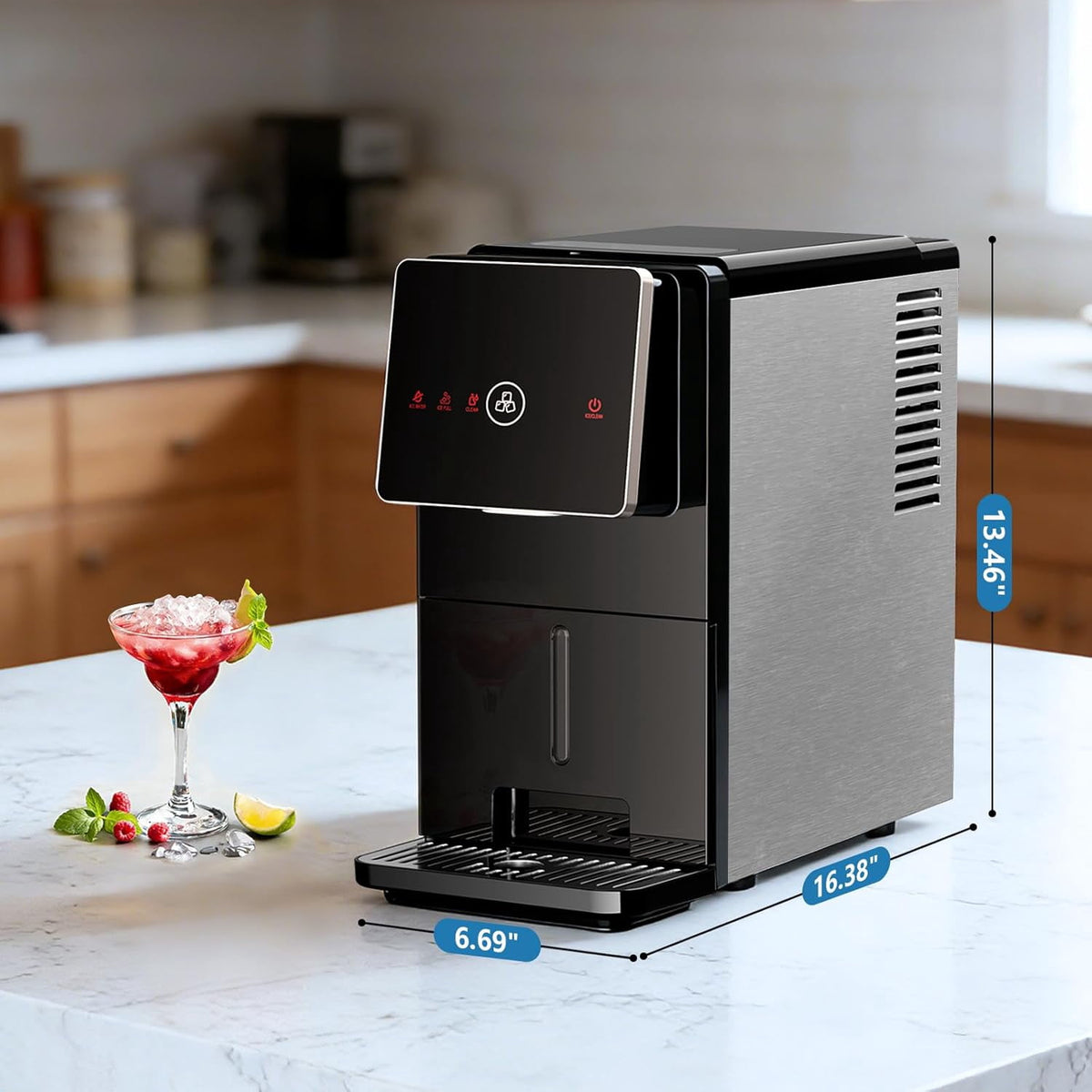 Havato Countertop Nugget Ice Maker, 33LBS/24H, Soft Chewable Ice Machine with 1.8L Removable Water Tank, One-Touch Automatic Ice Dispensing, Self-Cleaning, Black