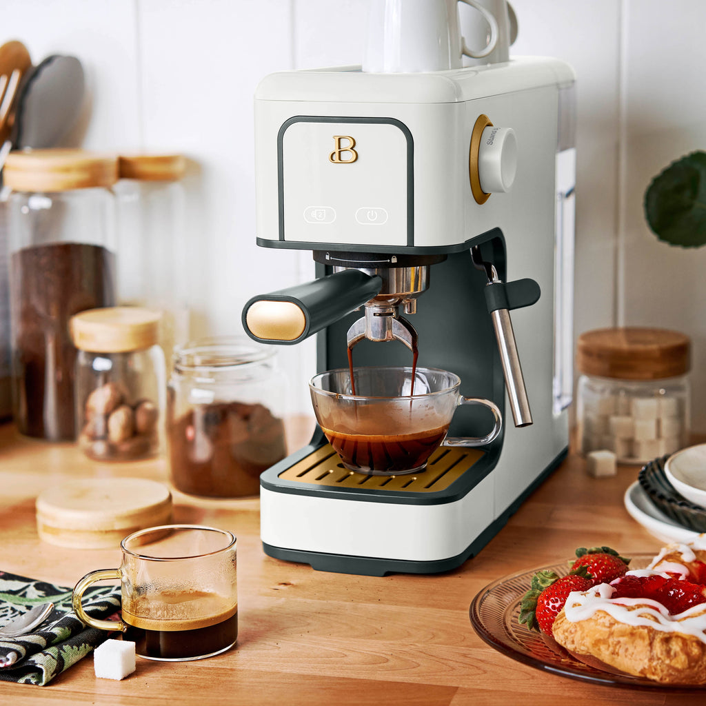 Beautiful by Drew Barrymore Slim Espresso Machine, 20-Bar Pressure, Black Sesame