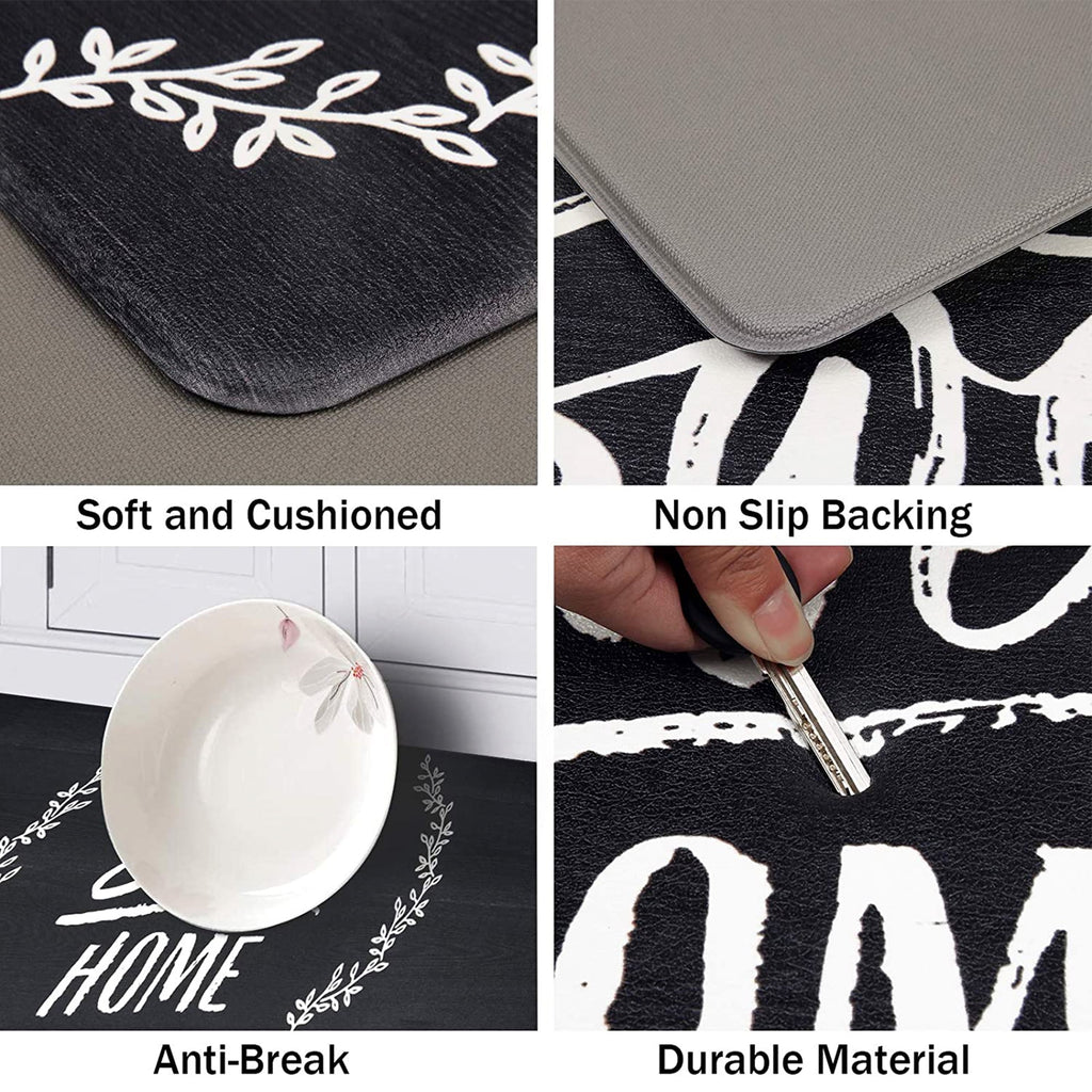 Findosom 2pcs Anti Fatigue Kitchen Rug Set,18"x30"+18"x47" Waterproof Non Slip Kitchen Runner Rug,0.4" Thick Cushioned Kitchen Floor Mats,Ergonomic Standing Mats Back Pain Relief Laundry Foam Rug