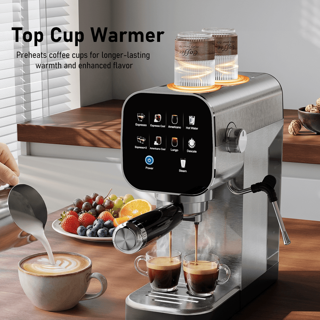 Patbrela Espresso Machine with Cold Brew, 20 Bar Coffee Maker Machine with Steam Milk Frother, LED Touch Screen, Cappuccino/Latte/ for Home