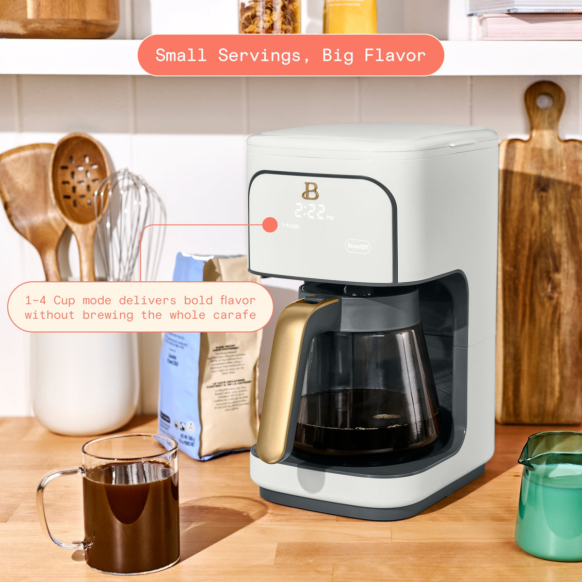 Beautiful 12 cup Programmable Coffee Maker, Thyme Green by Drew Barrymore