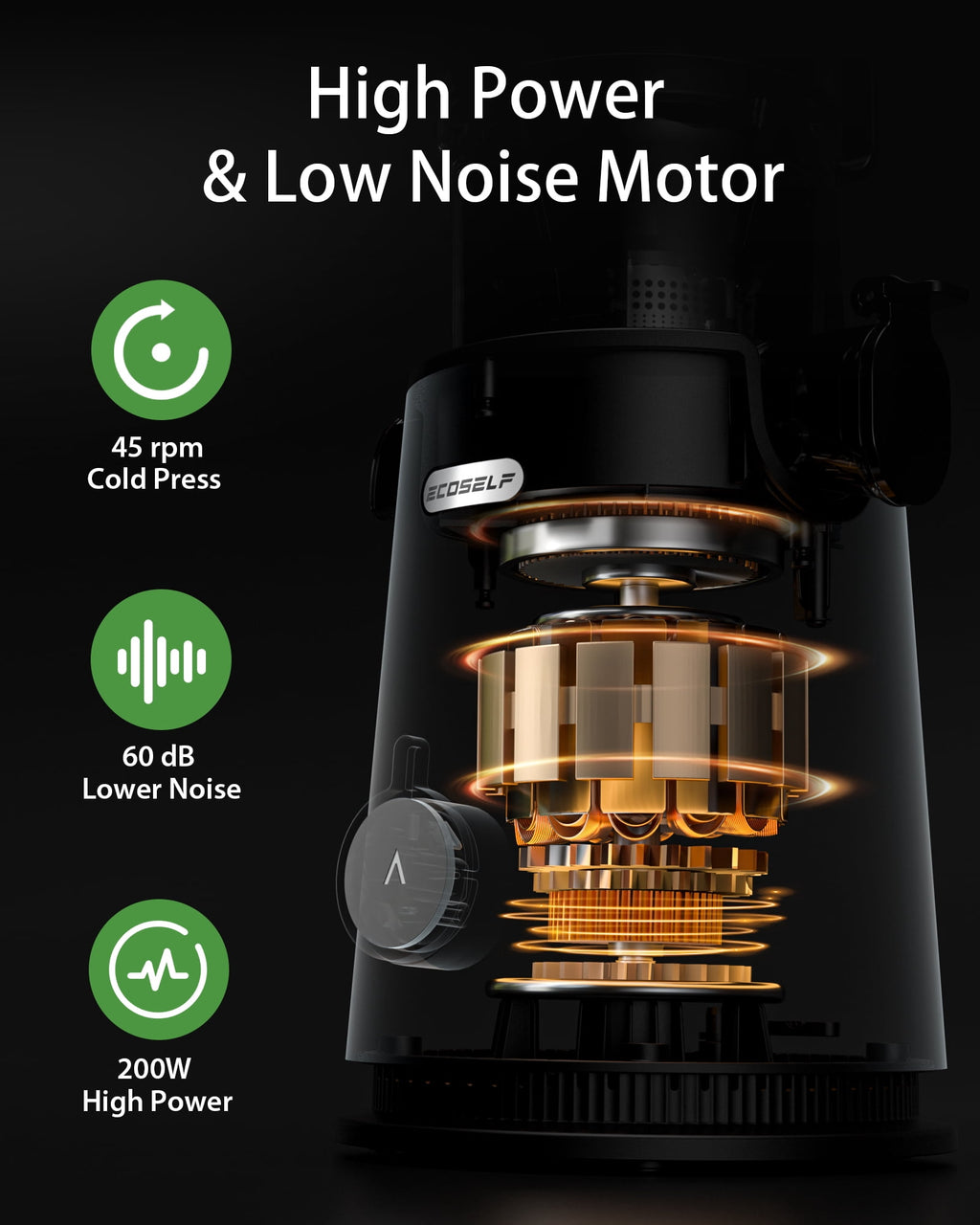 Juicer Machine with 4.35" Wide Mouth, Aeitto Cold Press Juicer Machine for Fruits and Vegetables, Slow Masticating Juicer Whole Fruit Juice Maker, High Juice Yield, Easy to Clean with Brush, Coal