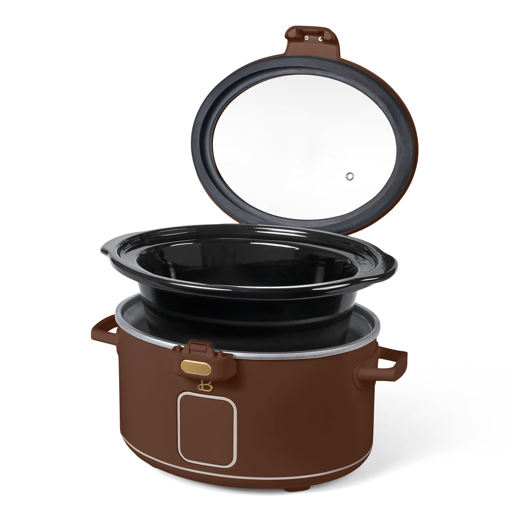 Beautiful 4 Qt Digital Slow Cooker with Hinged Locking Lid, Thyme Green by Drew Barrymore
