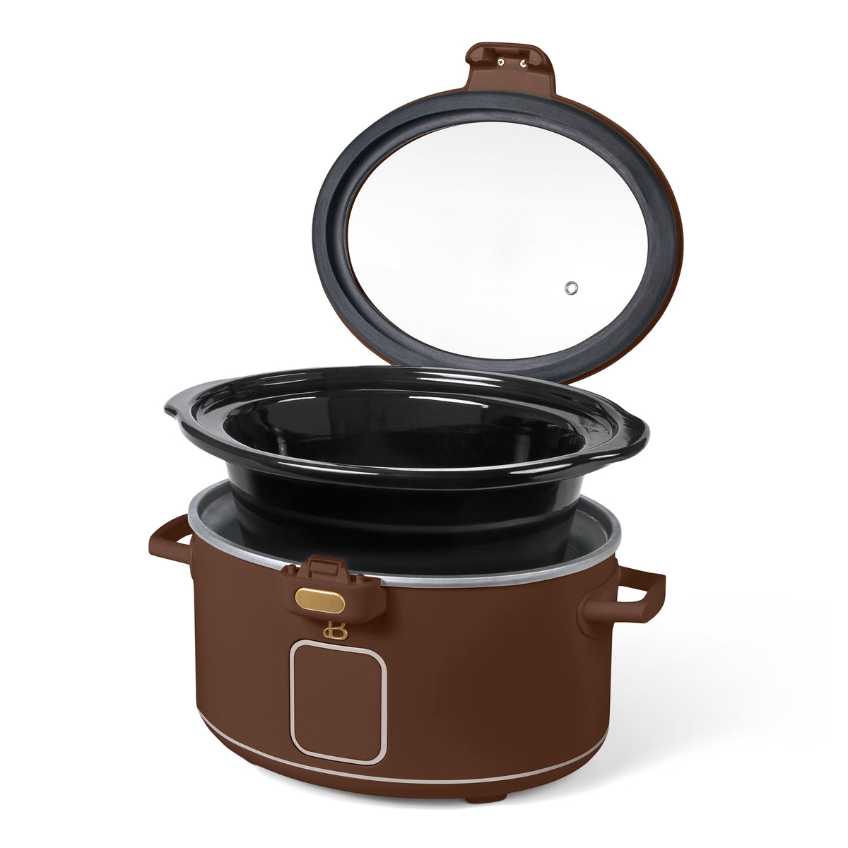 Beautiful 4 Qt Digital Slow Cooker with Hinged Locking Lid, Thyme Green by Drew Barrymore