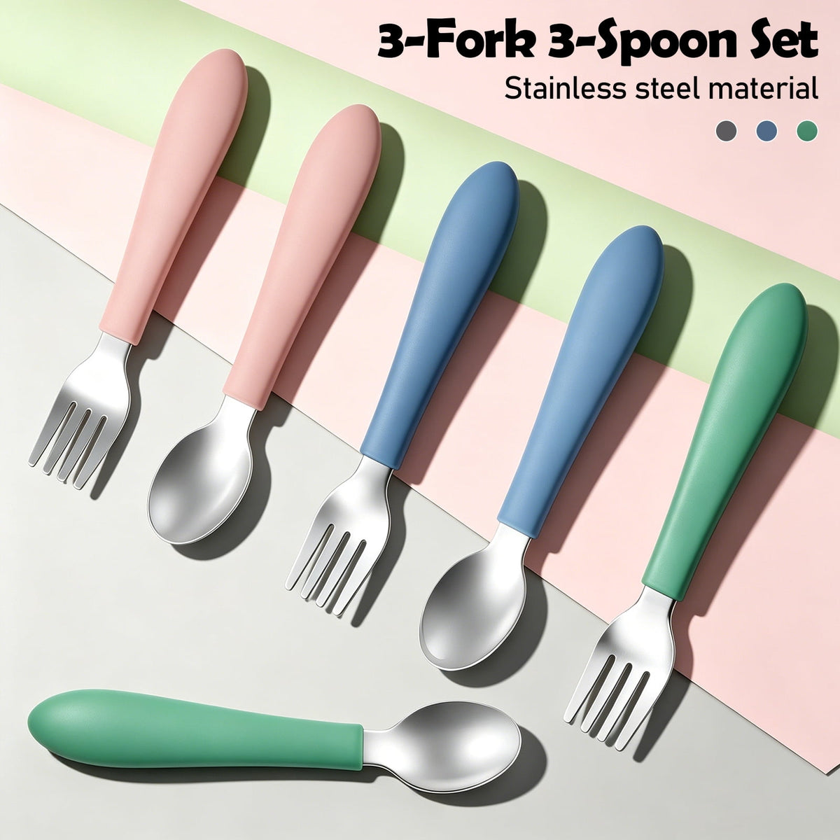 Jetcloudlive 10 Pieces Kids Silverware Set, Stainless Steel Toddler Utensils, Rainbow Kids Cutlery Set, Kids Forks and Spoons Includes 5 Forks, 5 Spoons