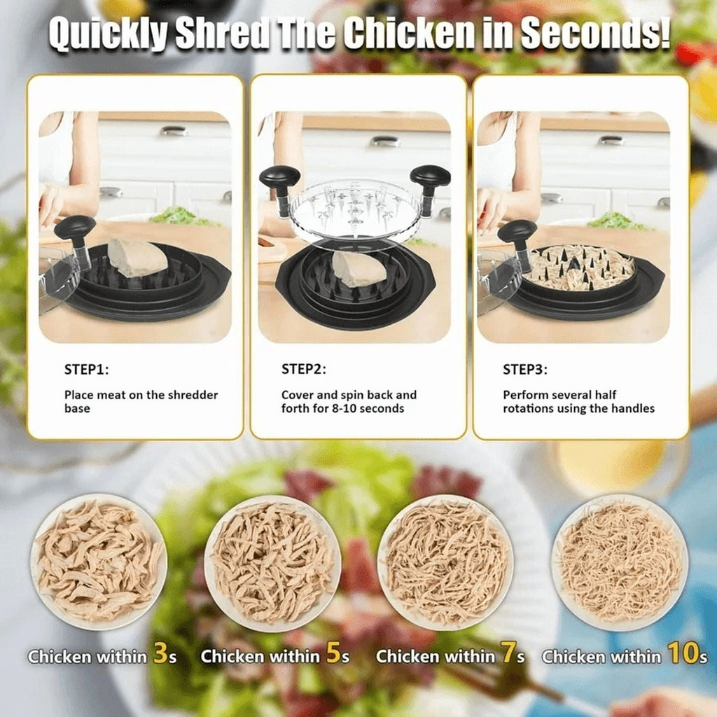 Chicken Shredder, Professional Chicken Breast Shredder Tool Twist with Transparent Lid for Chicken , Ergonomic Handle, Visible Meat Shredder, Non-Slip Design, BPA Free,Heat Resistant,Black