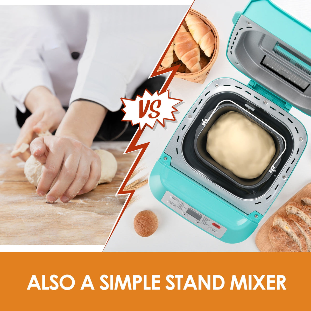 Kitchen in the Box 2lb Bread Maker with Auto Fruit Nut Dispenser, 12-in-1 Gluten-Free Bread Machine, 13H Delay Timer, Nonstick Pan, Keep Warm, White