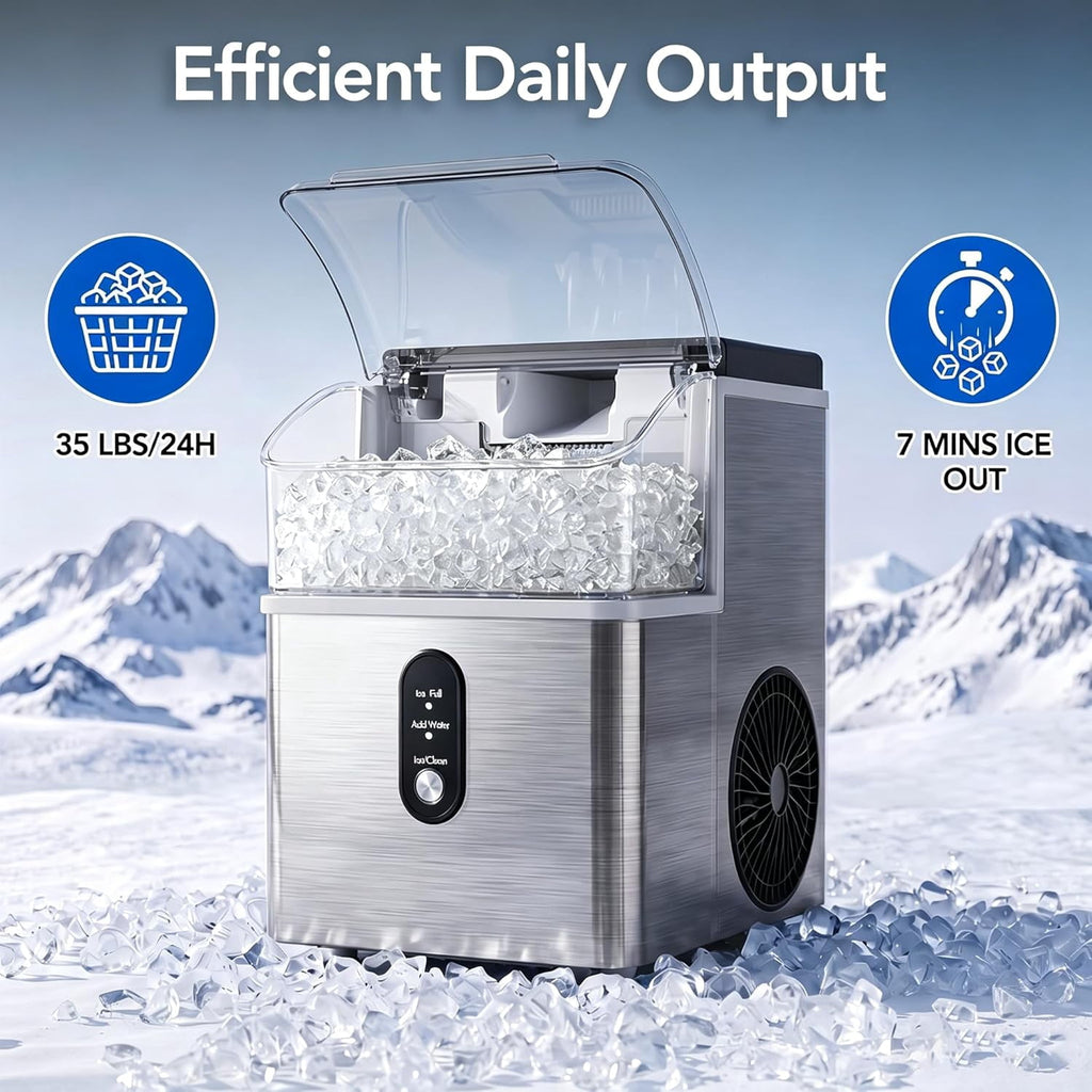 Havato Nugget Ice Maker , 35lbs/24H Soft Chewable Sonic Ice Machine, Self-Cleaning, Quiet Operation,Black