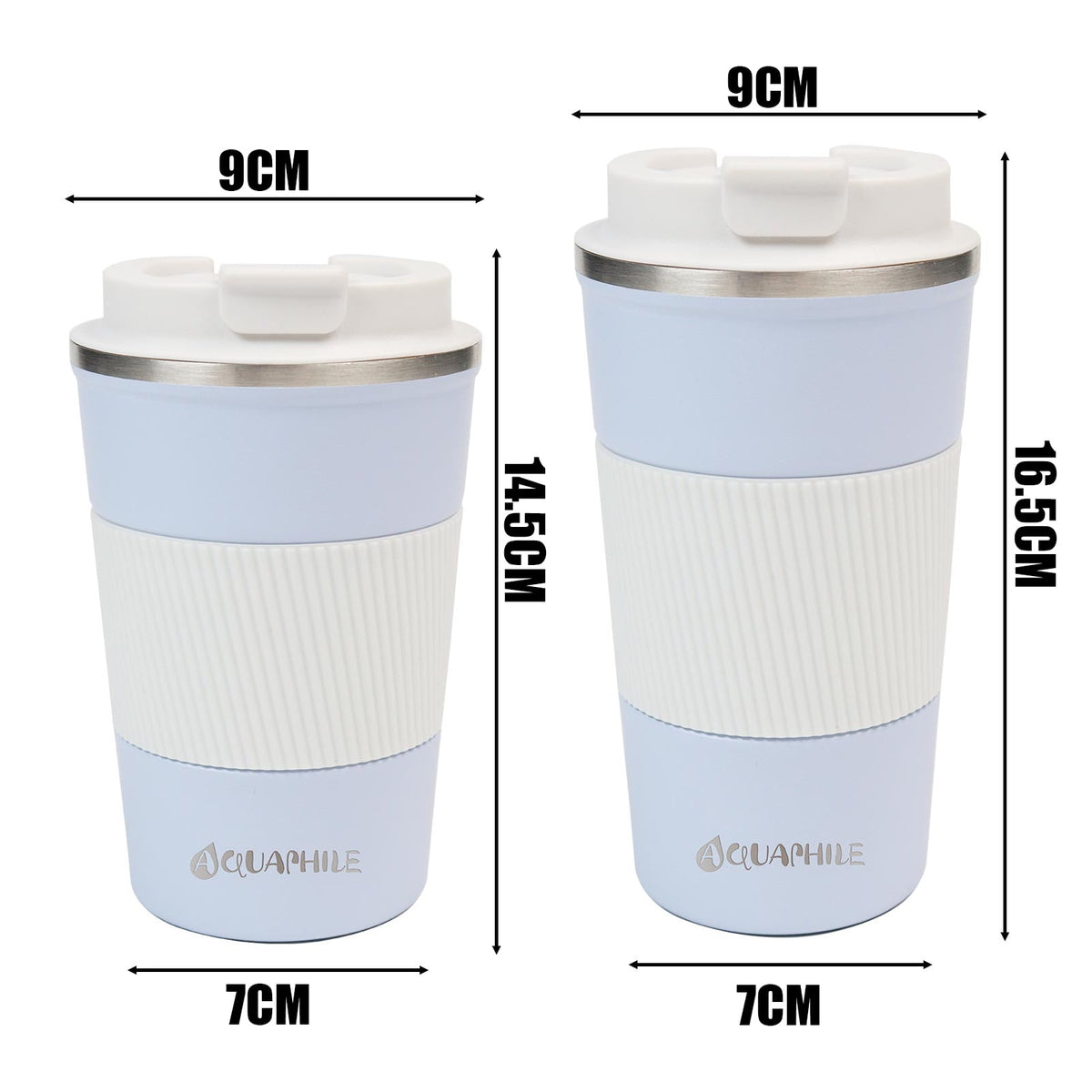Aquaphile Vacuum Insulated Coffee Travel Mug - Double Walled Reusable Tumbler Cups Light Blue 17 Fluid Ounces
