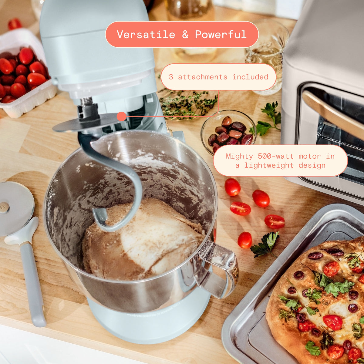 Beautiful 5.3 Qt Stand Mixer, Lightweight & Powerful with Tilt-Head, Chocolate by Drew Barrymore