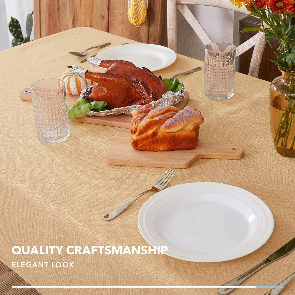 Deconovo Square Tablecloth with Waterproof Finish, Easy-Clean Polyester Table Cover, 54 x 54 Inch, Dark Gray