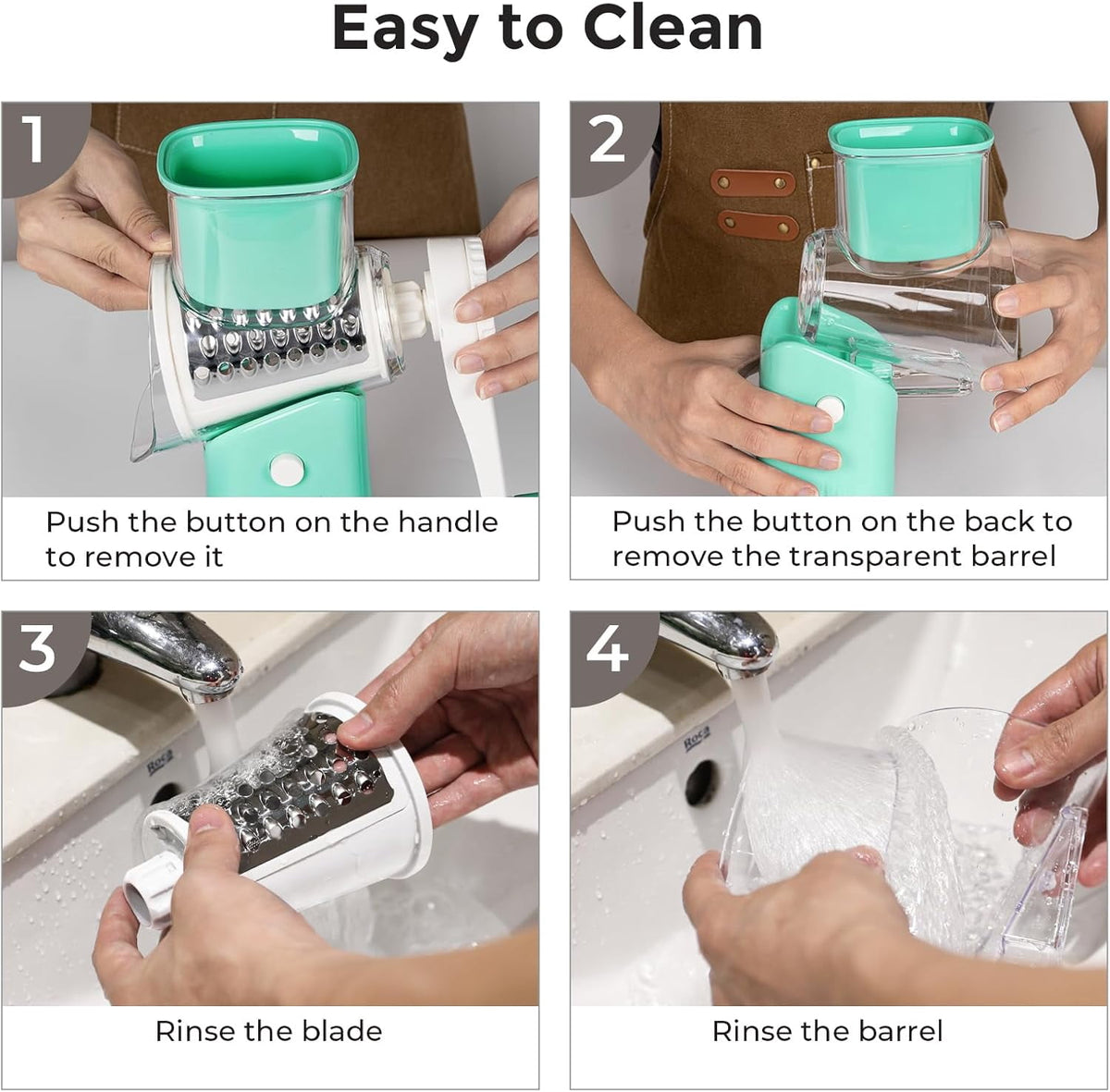 Premium Rotary Cheese Grater, Manual Cheese Grater for Kitchen, Handheld Vegetables Slicer Cheese Shredder with Rubber Suction Base, 3 Stainless Drum Blades Included,Blue