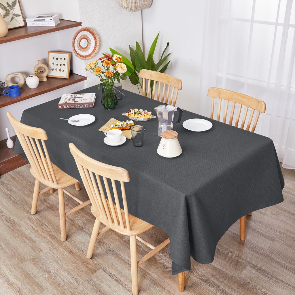 Deconovo Square Tablecloth with Waterproof Finish, Easy-Clean Polyester Table Cover, 54 x 54 Inch, Dark Gray
