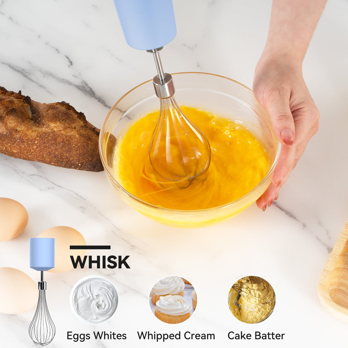 LINKChef Immersion Blender, 1000W 20-Speed 5-in-1 Hand Blender with Turbo Mode, Scratch-Resistant Stick Blender for Baby Food, Ice & Smoothie(Black)