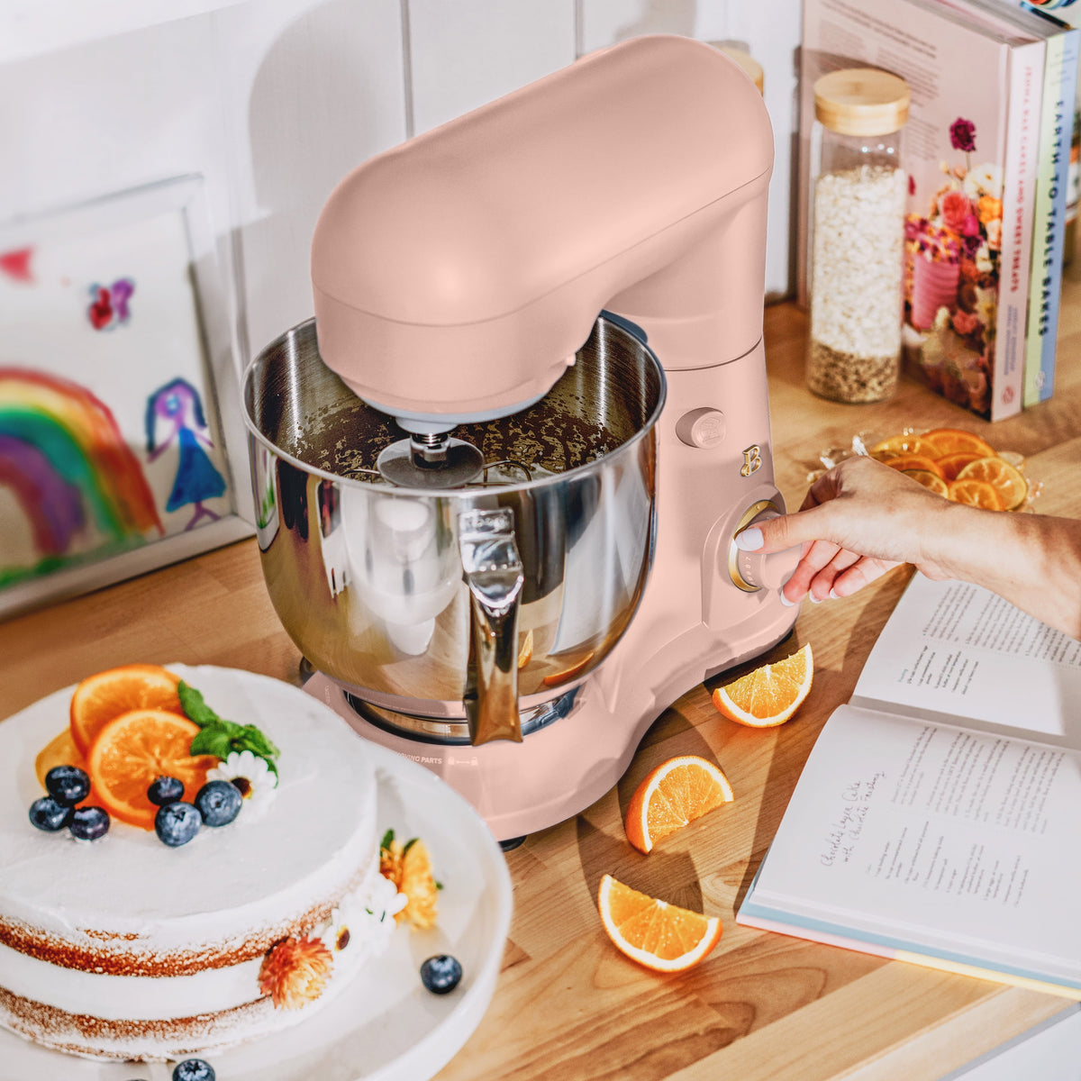 Beautiful 5.3 Qt Stand Mixer, Lightweight & Powerful with Tilt-Head, Chocolate by Drew Barrymore
