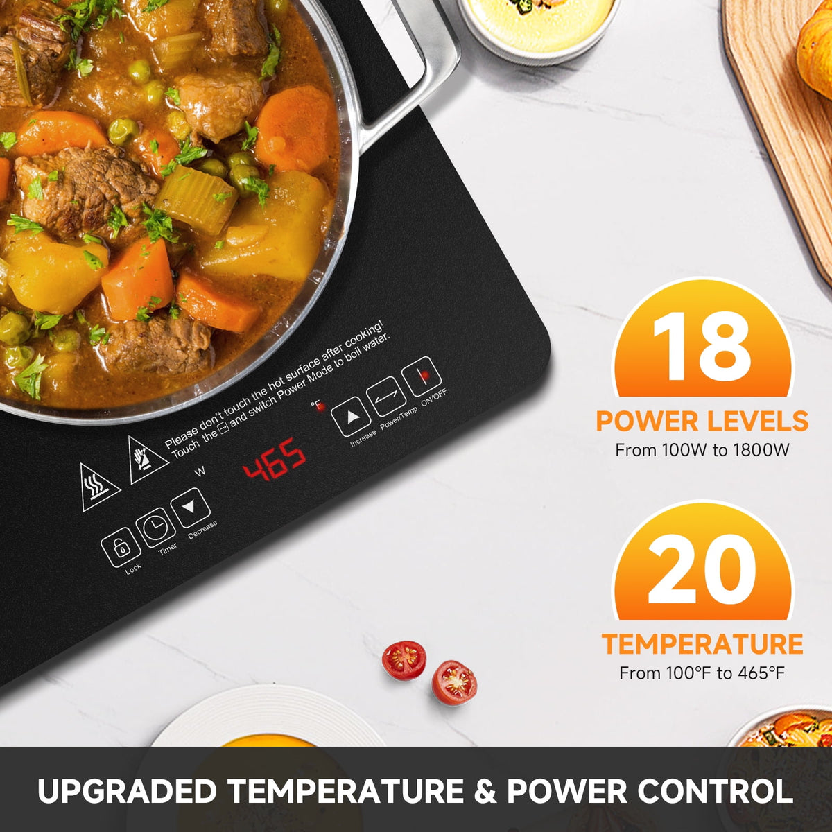 AMZCHEF Single Burner Portable Induction Cooktop 1800W Induction Countertop Burners with 6.8" Heating Coil, Black