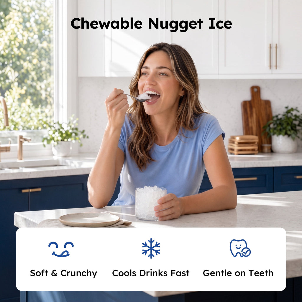 SIMZLIFE Countertop Nugget Ice Maker, 35 Lbs/24H Soft Chewable Pellet Ice, Ready in 7 Minutes, Self-Cleaning Ice Machine, Stainless Steel