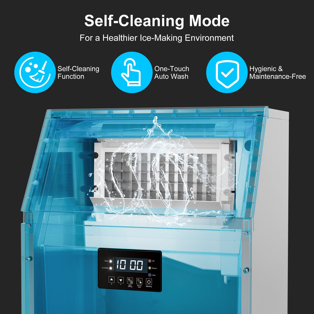 OUTBID Ice Maker Machine Crystal Clear Bullet Ice 52 lbs/24H with Spray Technology, Undercounter Commercial Ice Cube Maker, Built-In for Home Bar and Kitchen