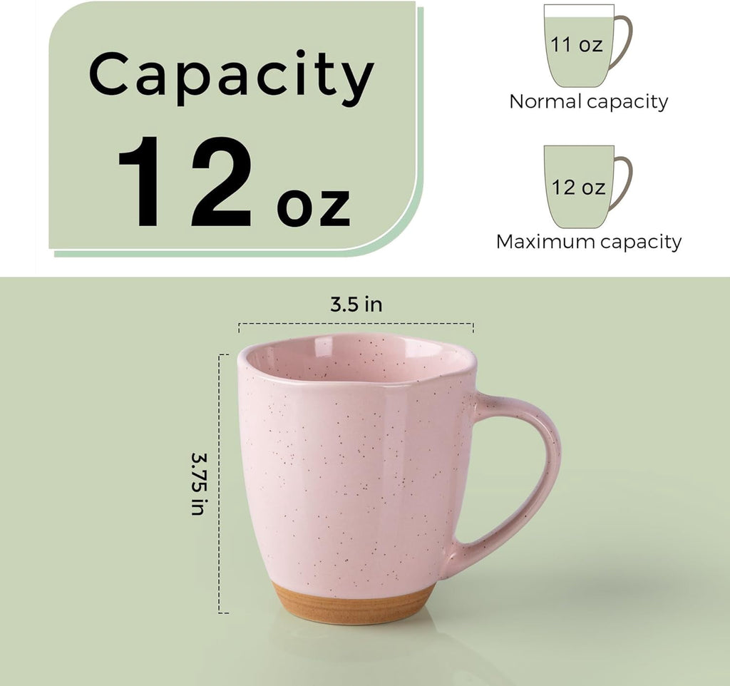 AmorArc 12oz Coffee Mugs, Ceramic Coffee Mugs set of 6 for Man, Woman, Dad, Mom, Modern Coffee Cups with handle for Latte/Cappuccino/Milk/Cocoa. Dishwasher&Microwave Safe, Light Beige