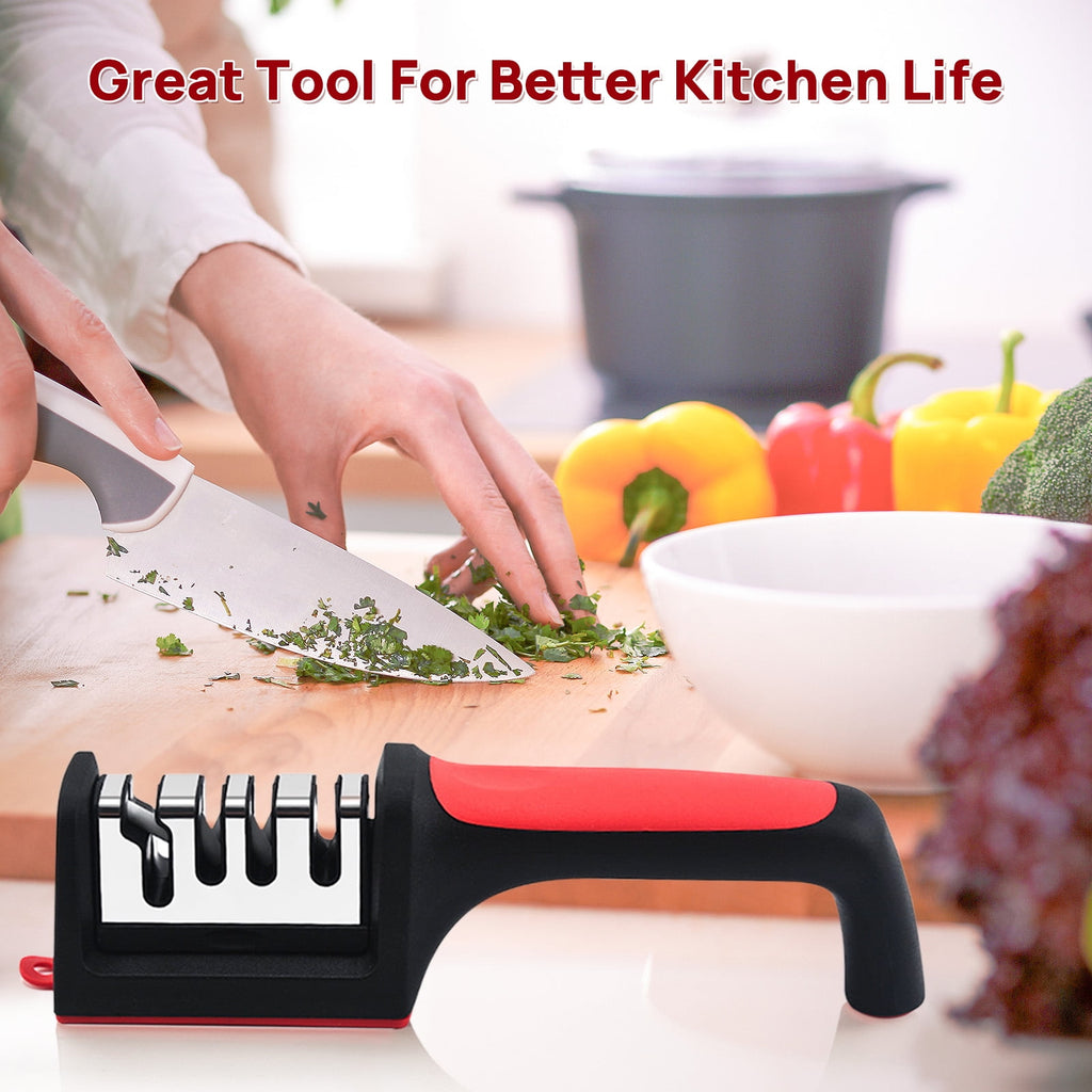 AGCAN 2 Pack Knife Sharpener, 4-Stage Kitchen Knife Sharpeners with Non-slip Base, Knife Sharpening System for Kitchen Knives, Scissors
